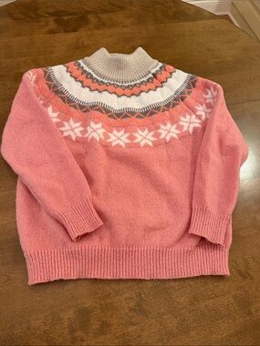 Women's Pink Fair Isle Mock Neck Sweater